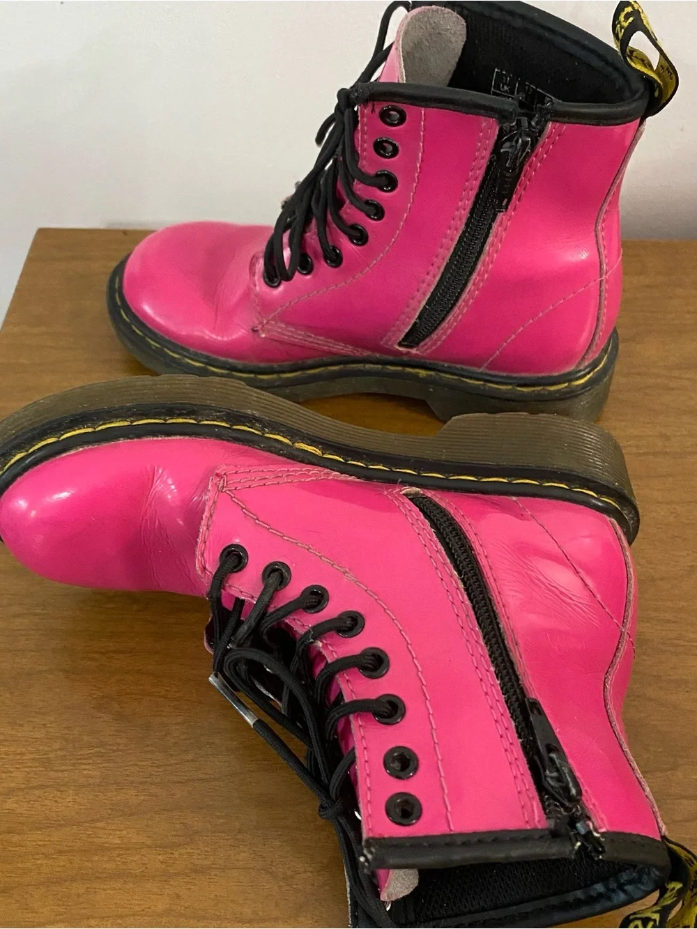 Dr. Martens Bright Pink Lace-Up Kids Combat Boots